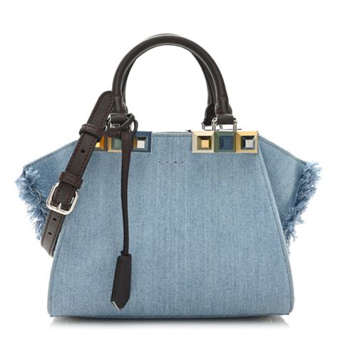 mini fendi 3jours|FENDI Denim Studded Mini 3Jours Tote Light Blue.